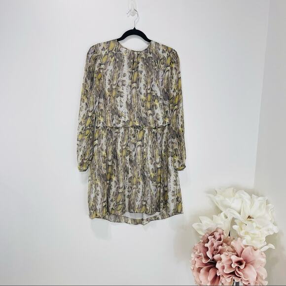 Jenni Kayne Long Sleeve Dress in Grey Multi Snake print Size S - Picture 3 of 14